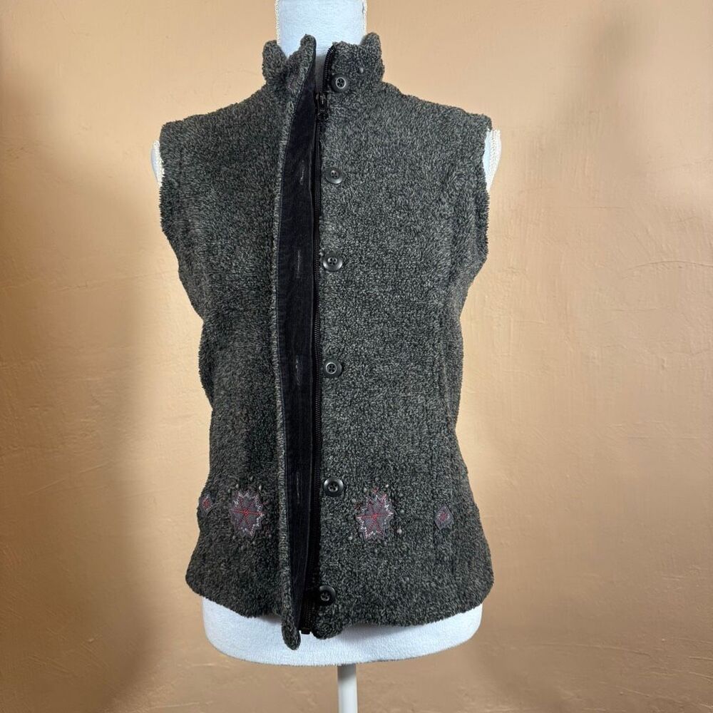 Woolrich Textured Fleece Vest Embroidered Outdoor Women’s Small - Picture 6 of 8